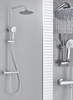 VALISA 8 inch regendouche thermostaat kraan set bad douche chroom