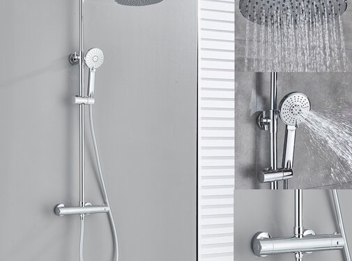 VALISA 8 inch regendouche thermostaat kraan set bad douche chroom