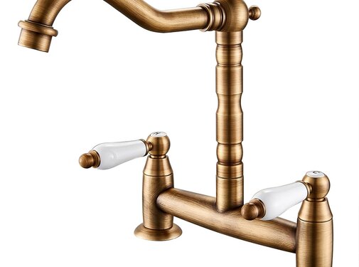 VALISA Brug kraan antiek retro stijl dubbel handvat keramische keuken mengkraan