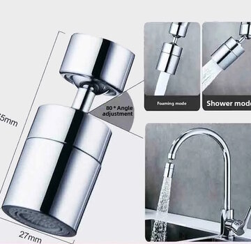 VALISA 360 ° Roterende keukenkraan sproeikop adapter 2-standen verstelbare chroom