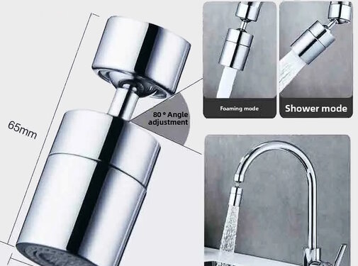 VALISA 360 ° Roterende keukenkraan sproeikop adapter 2-standen verstelbare chroom