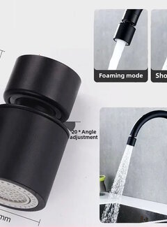 VALISA 360 ° Roterende sproeikop wastafelkraan adapter 2-standen verstelbare zwart