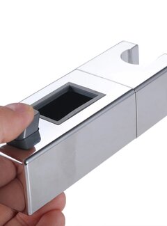 VALISA Vierkante douchekop houder verstelbaar en draaibaar voor glijslang chroom