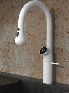 VALISA Luxe design keukenkraan met LED temperatuur display wit