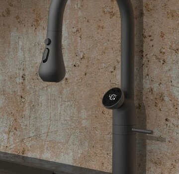 VALISA Luxe design keukenkraan met LED temperatuur display mat zwart