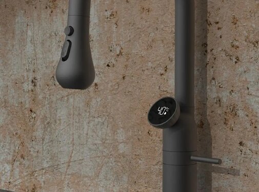 VALISA Luxe design keukenkraan met LED temperatuur display mat zwart