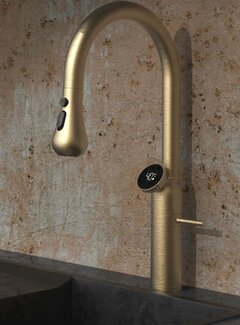VALISA Luxe design keukenkraan met LED temperatuur display geborsteld goud
