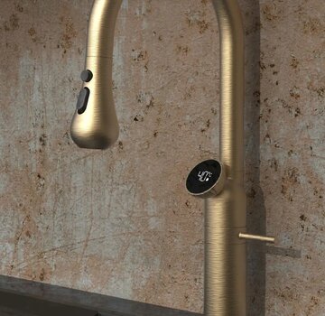 VALISA Luxe design keukenkraan met LED temperatuur display geborsteld goud
