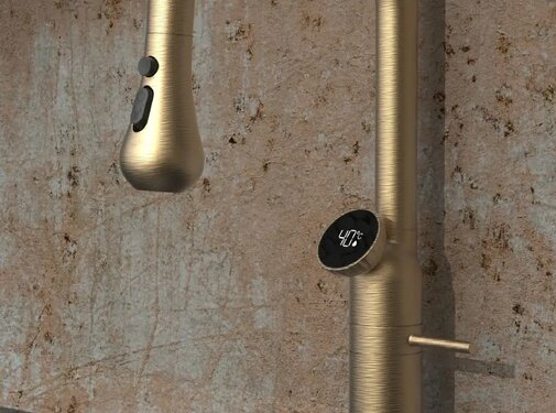 VALISA Luxe design keukenkraan met LED temperatuur display geborsteld goud