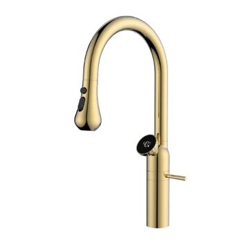 VALISA Luxe design keukenkraan met LED temperatuur display goud gepolijst
