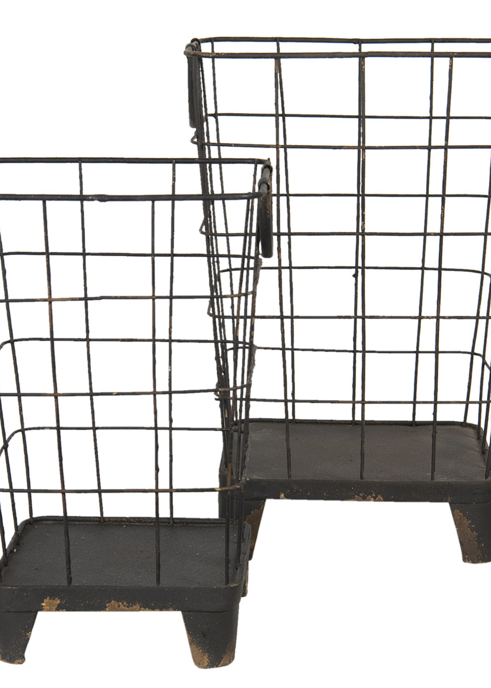 Clayre & Eef Panier de fer (2) 32*32*47 / 25*25*38 cm 6Y3972