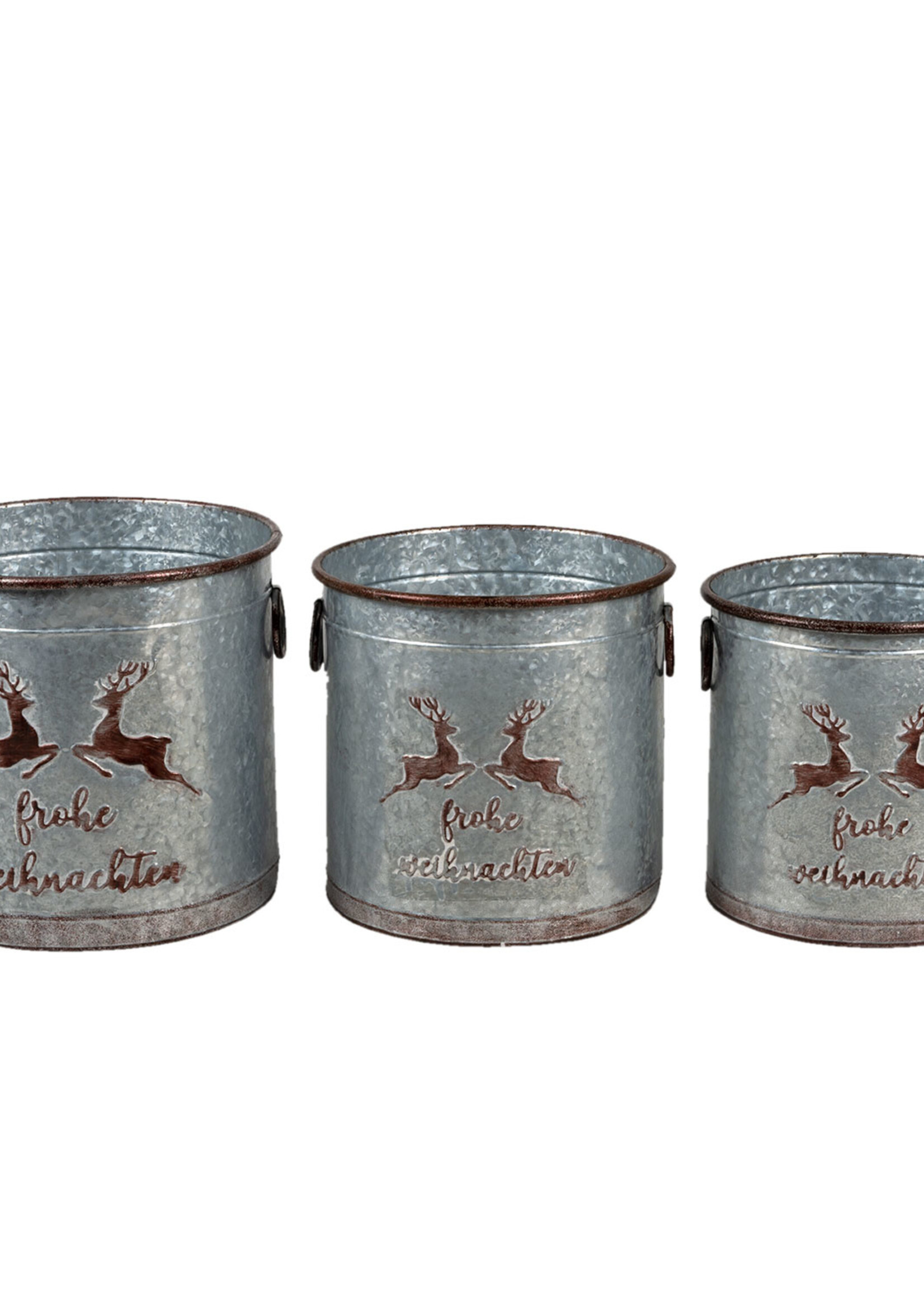 Clayre & Eef Porte plantes (3) Ø 33*31 / Ø 30*29 / Ø 27*27 cm 6Y4452