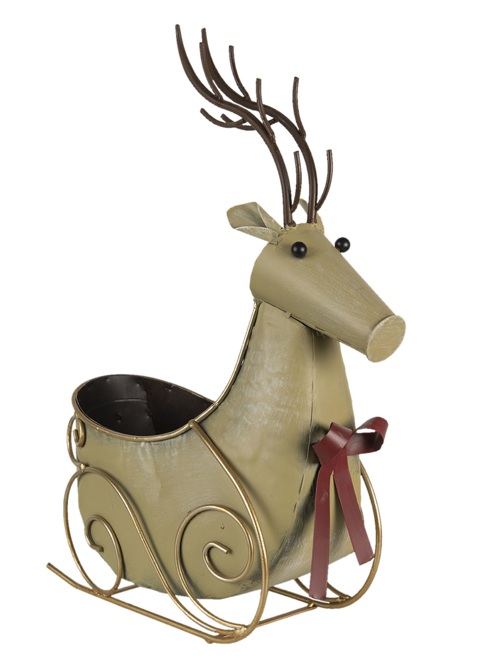 Clayre & Eef Planthouder slee met rendier 33*17*44 cm 6Y4594