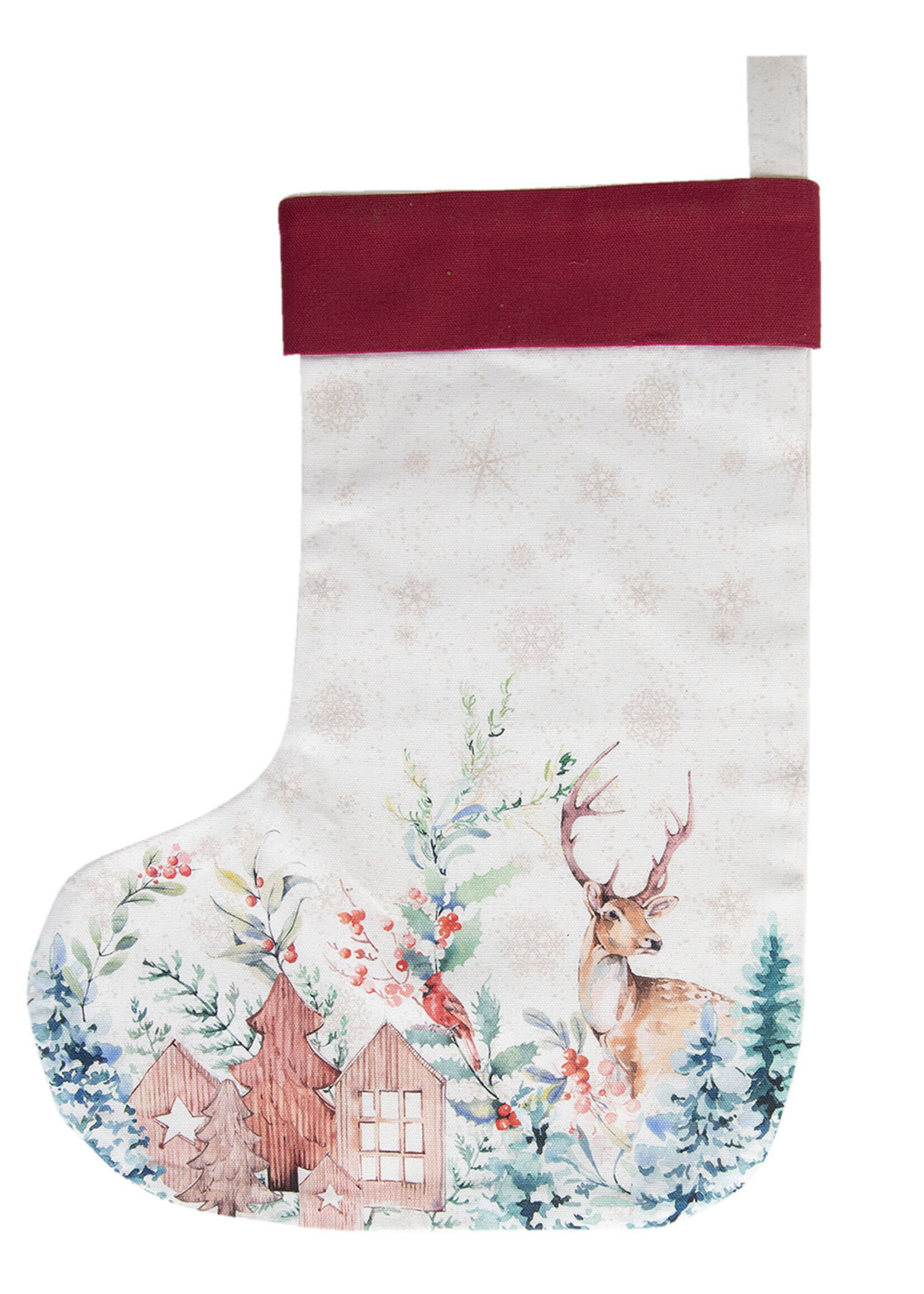 Clayre & Eef Décoration chaussette de Noel 30*40 cm DCH203