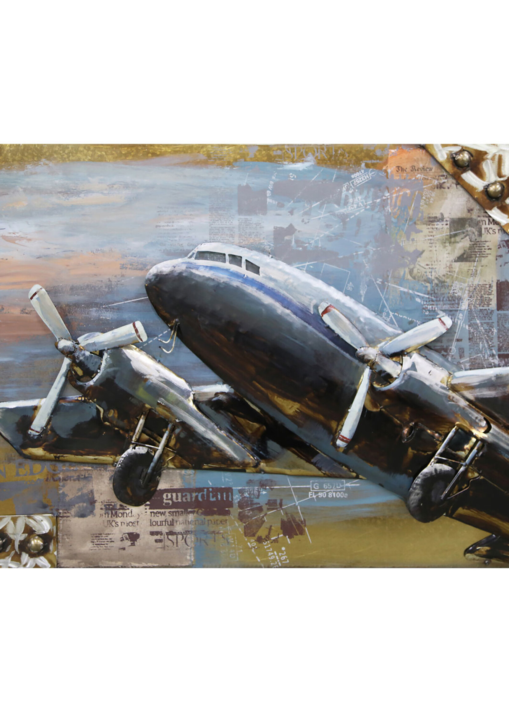 Clayre & Eef Wanddecoratie Vliegtuig 120*7*80 cm JJWA00026