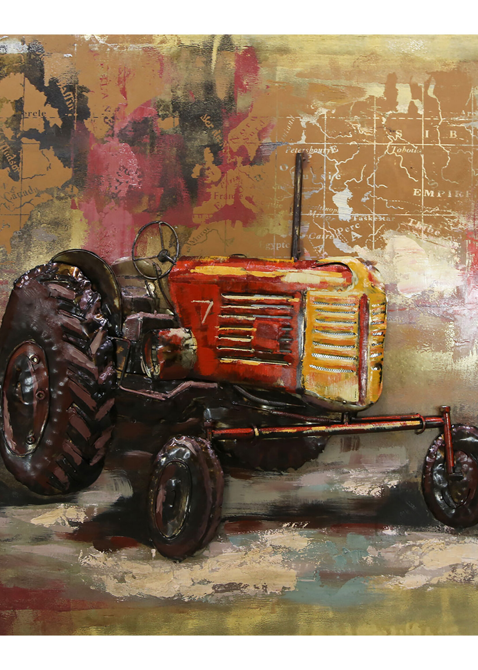 Clayre & Eef Wanddecoratie Tractor 100*6*100 cm JJWA00031