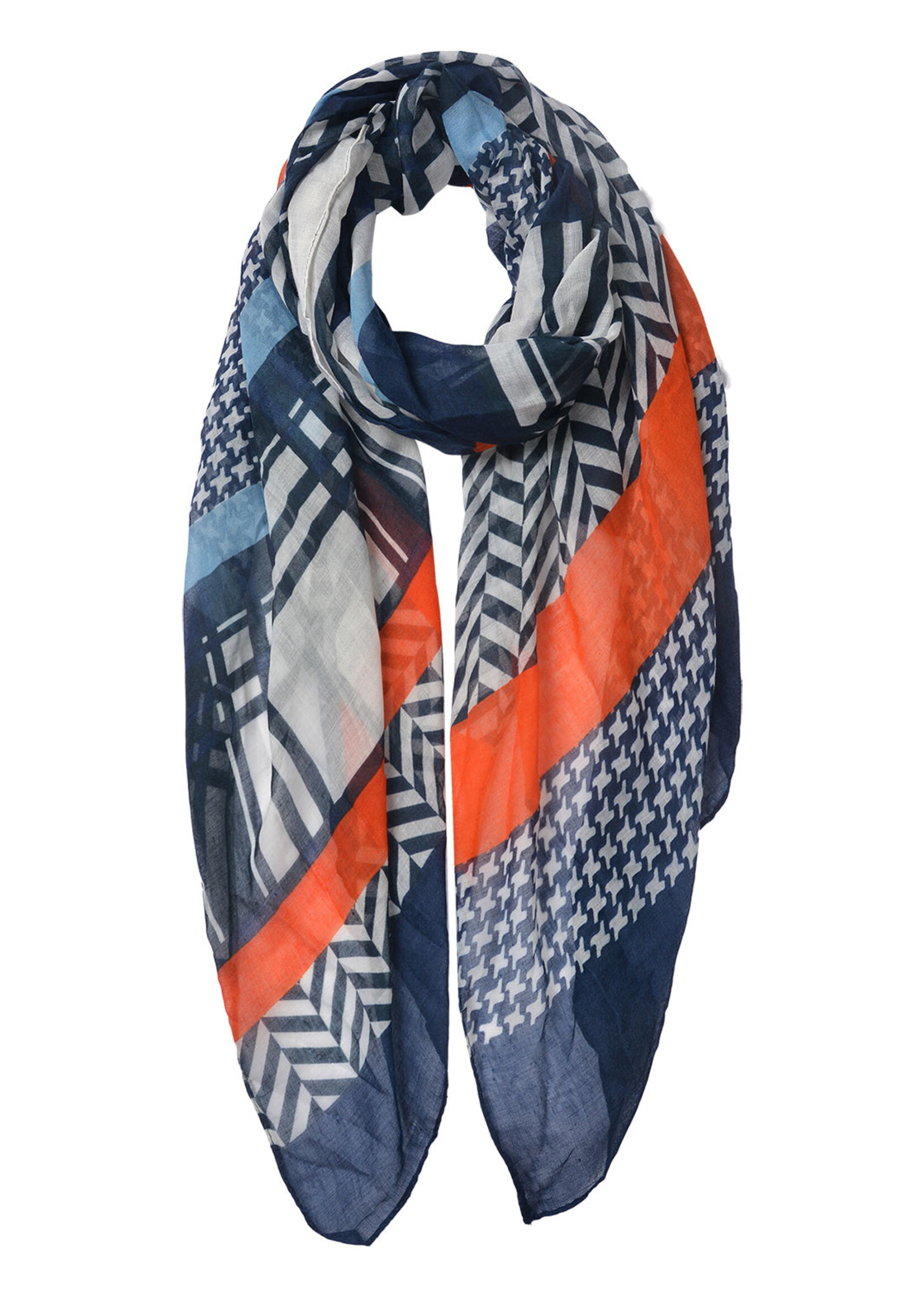 Clayre & Eef Sjaal 80*180 cm blauw JZSC0499BL