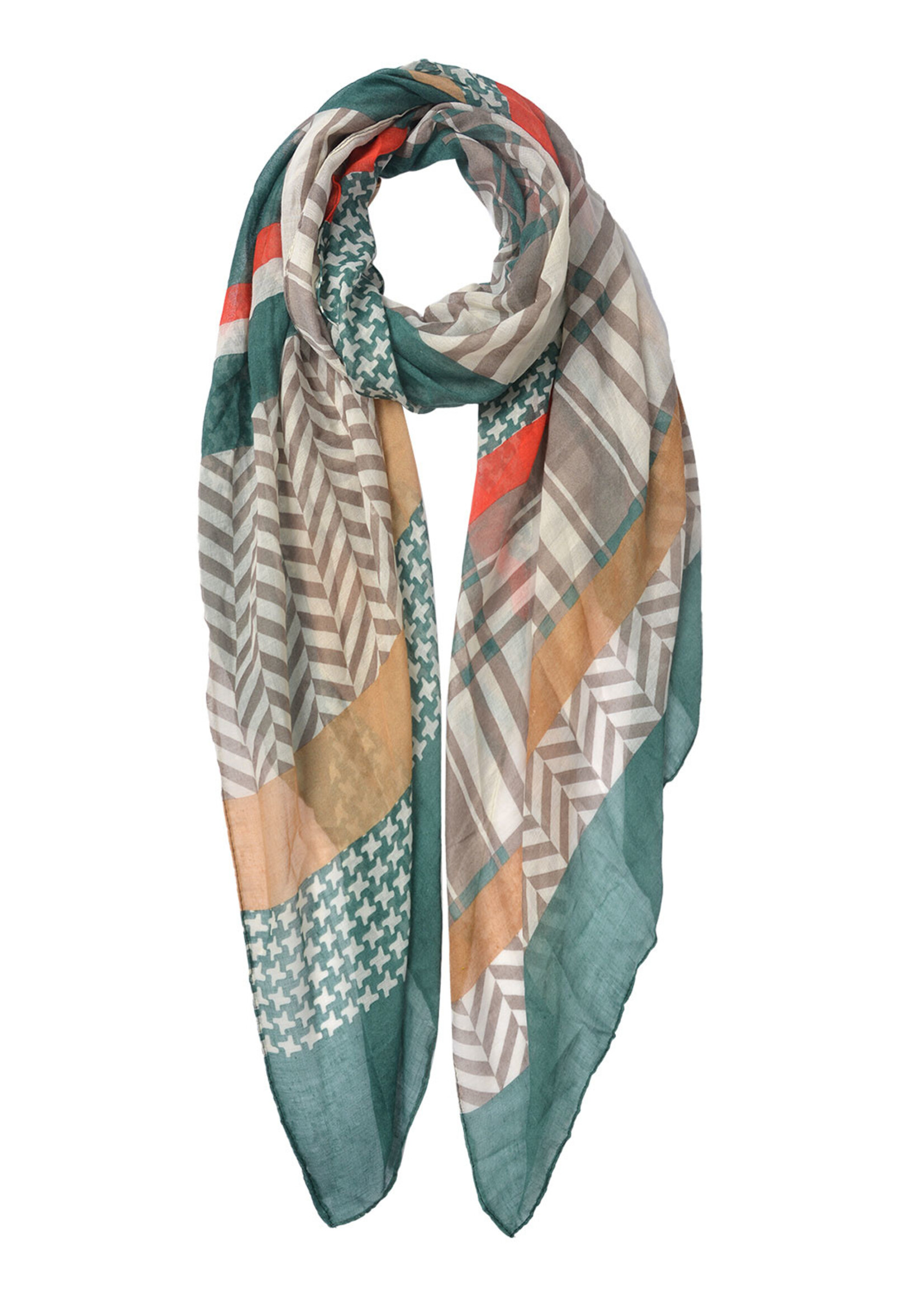 Clayre & Eef Écharpe 80*180 cm vert JZSC0499GR