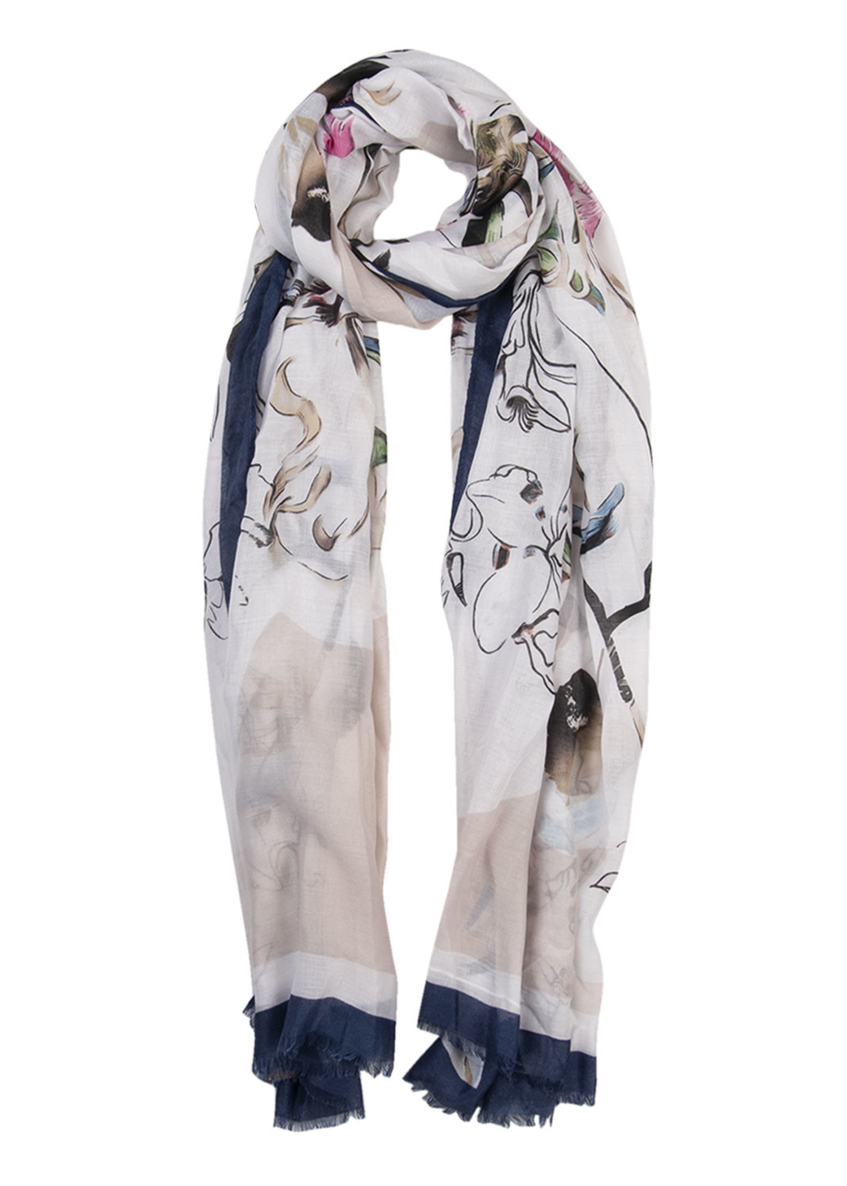 Clayre & Eef Sjaal 85*180 cm blauw JZSC0516BL