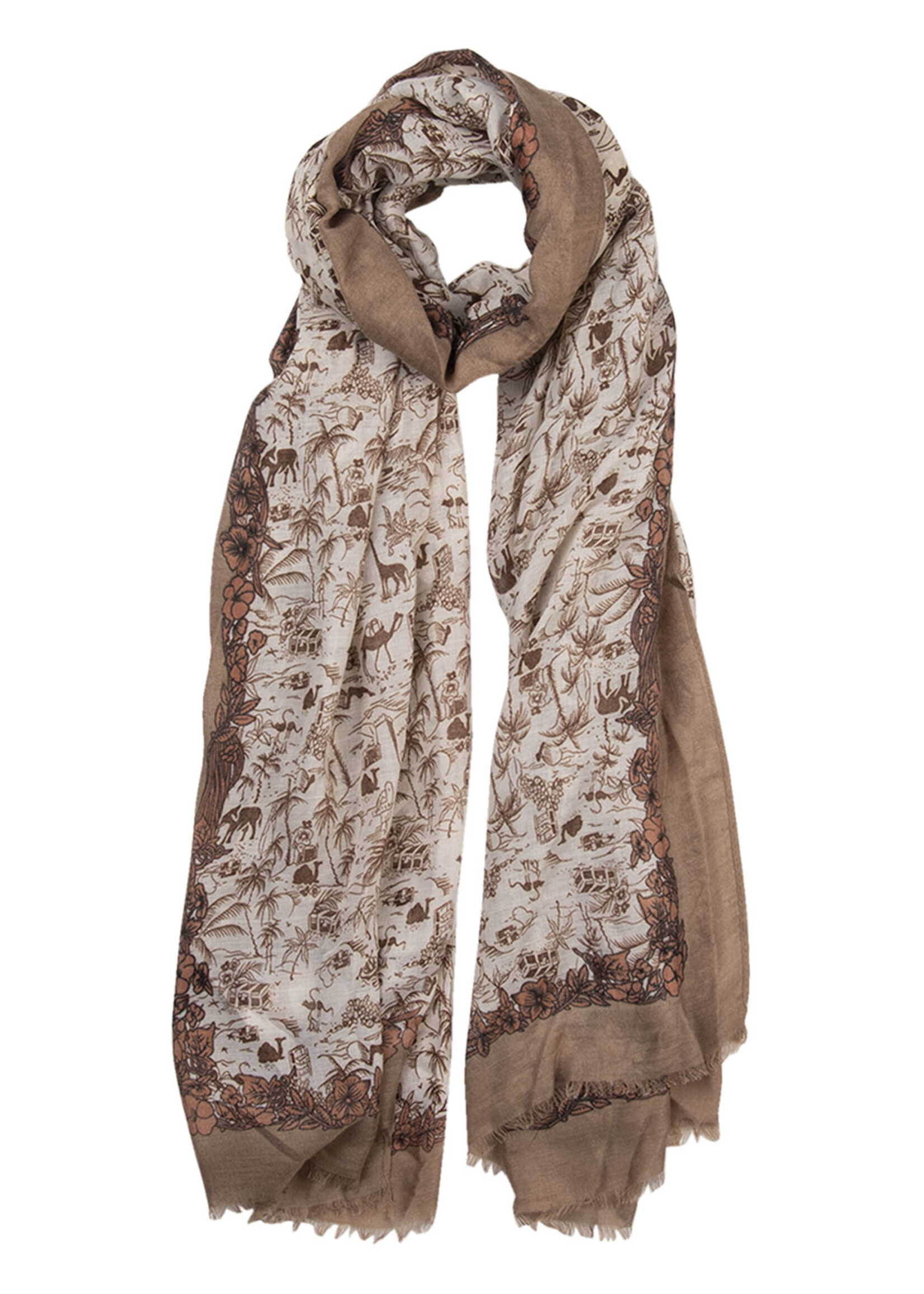 Clayre & Eef Écharpe 85*180 cm kaki JZSC0517KH