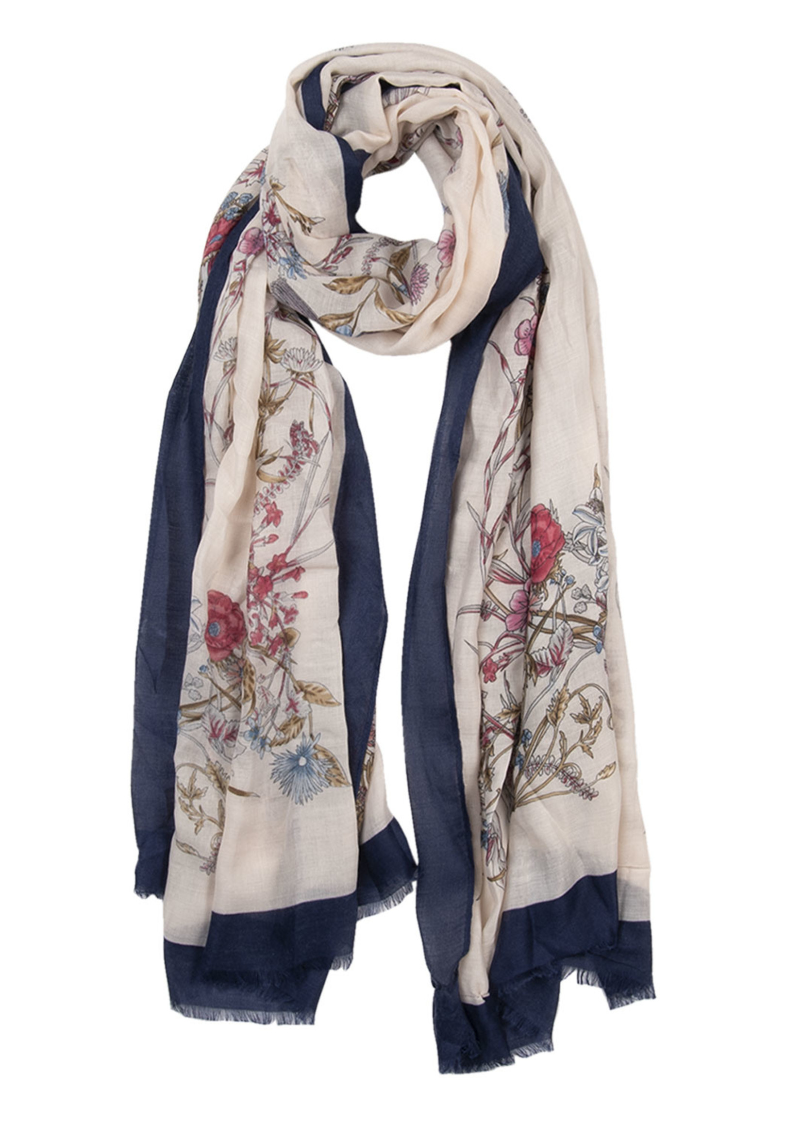 Clayre & Eef Écharpe 85*180 cm bleu JZSC0519BL