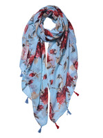 Clayre & Eef Écharpe 90*180 cm bleu JZSC0524BL