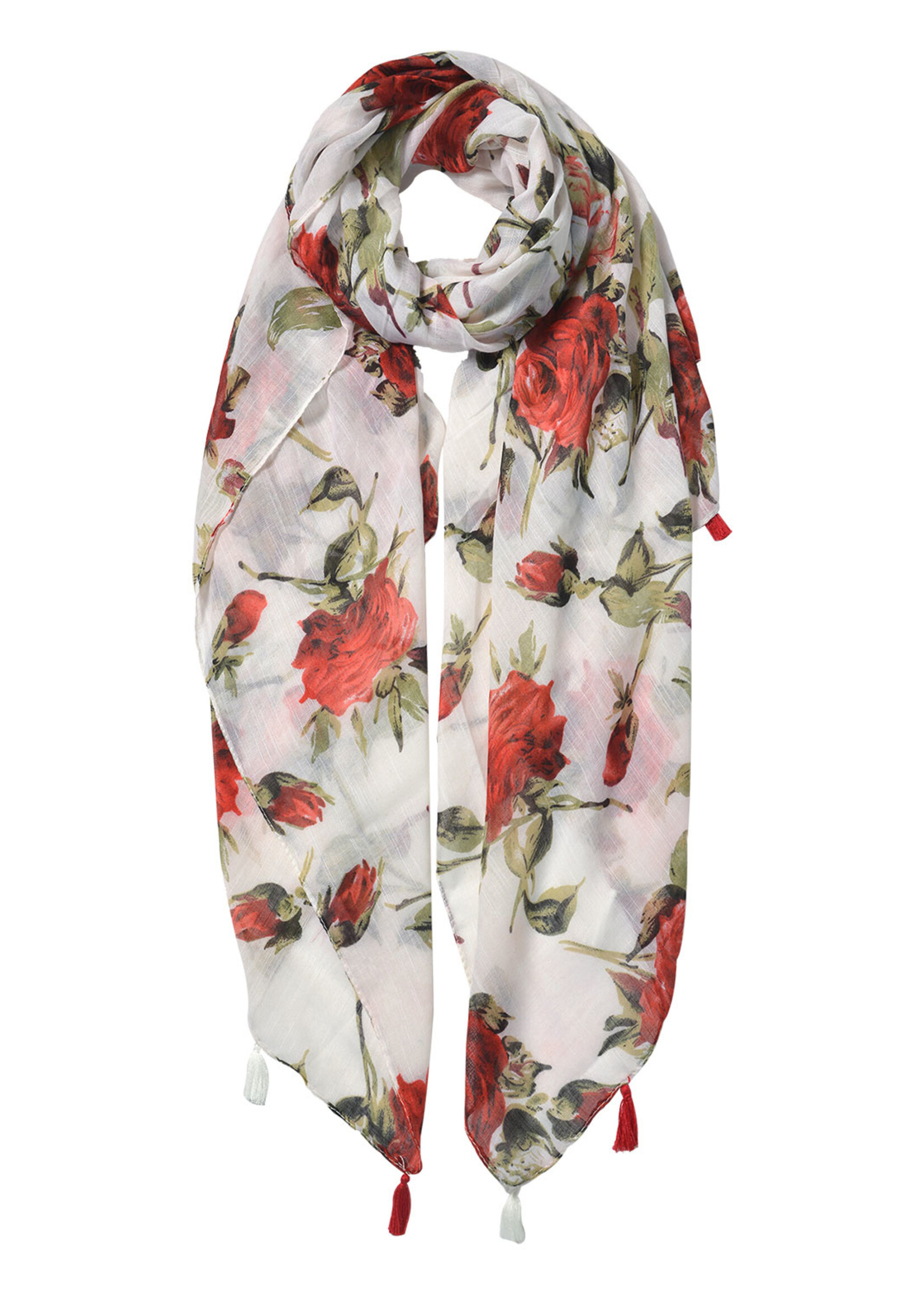 Clayre & Eef Écharpe 90*180 cm blanc JZSC0524W