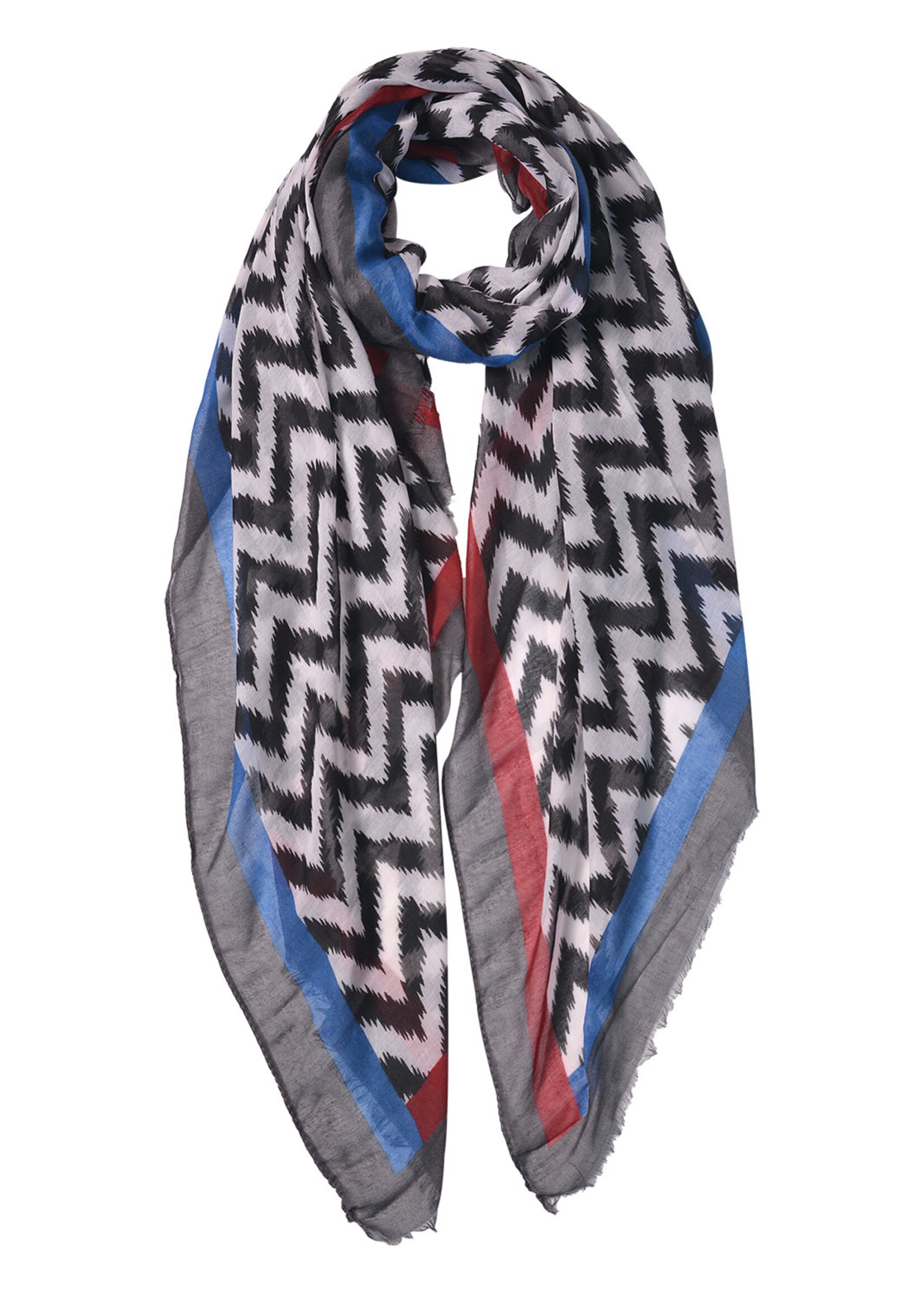 Clayre & Eef Sjaal 90*180 cm blauw JZSC0525BL