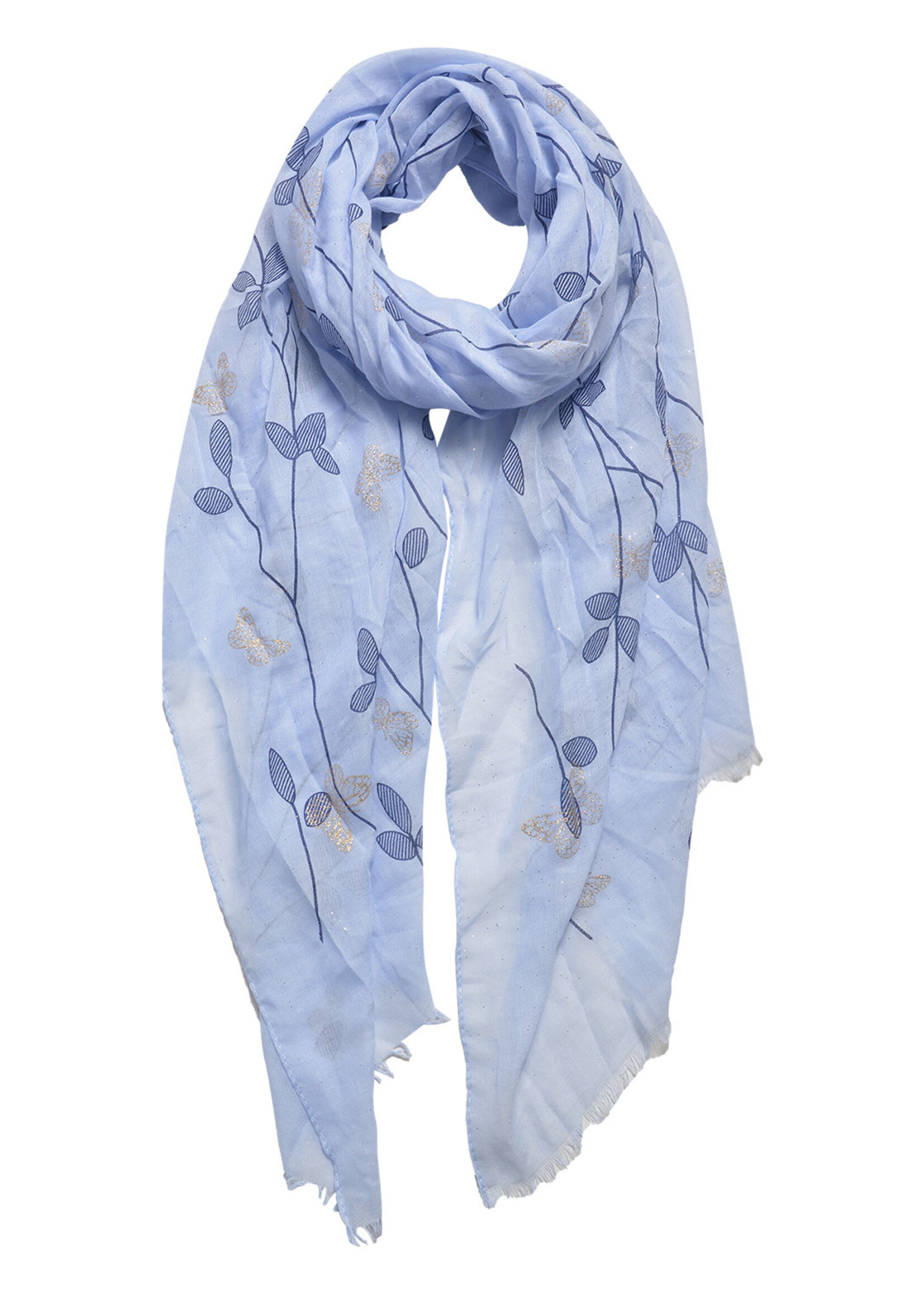 Clayre & Eef Sjaal 70*180 cm blauw JZSC0530