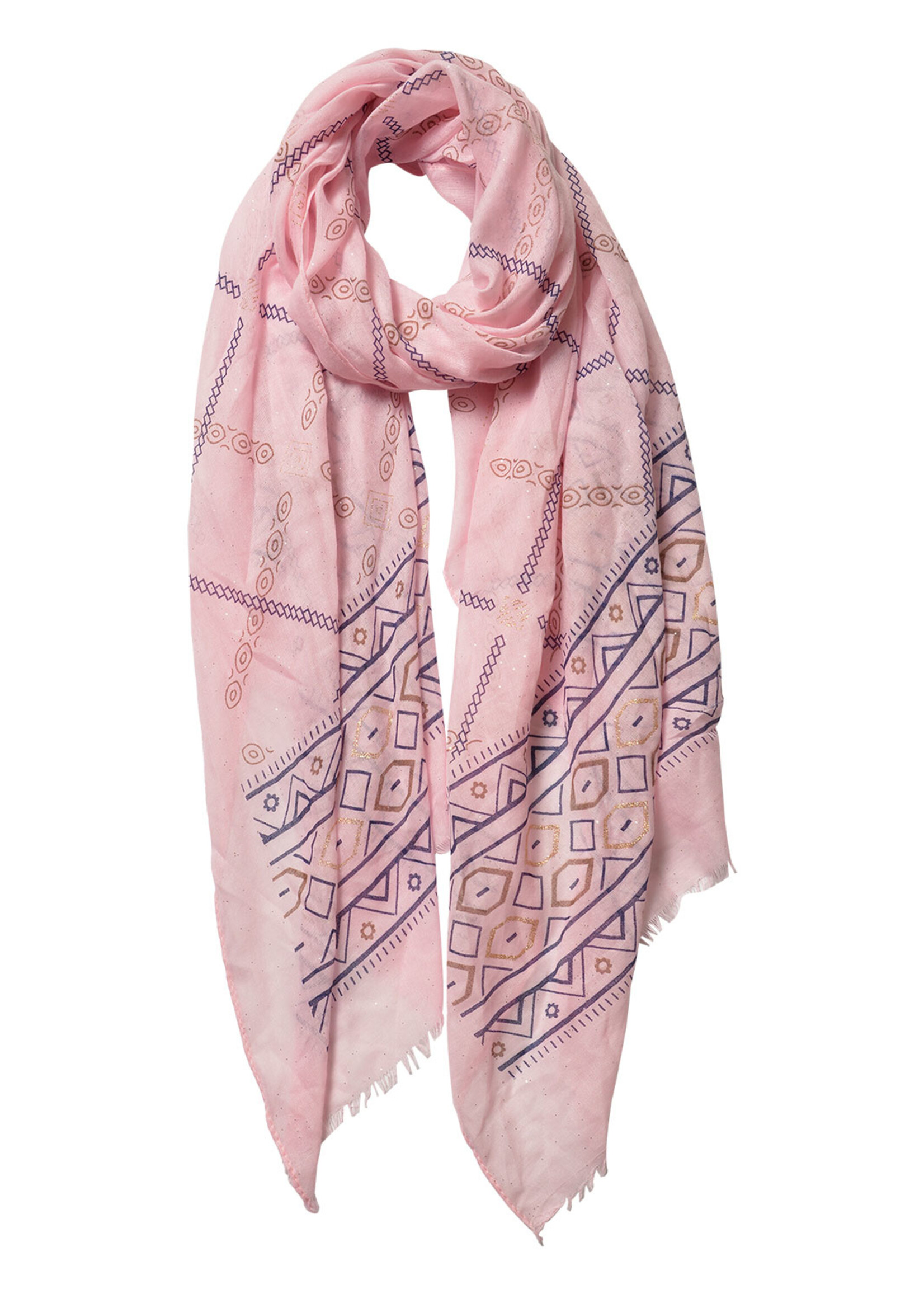 Clayre & Eef Sjaal 70*180 cm roze JZSC0532