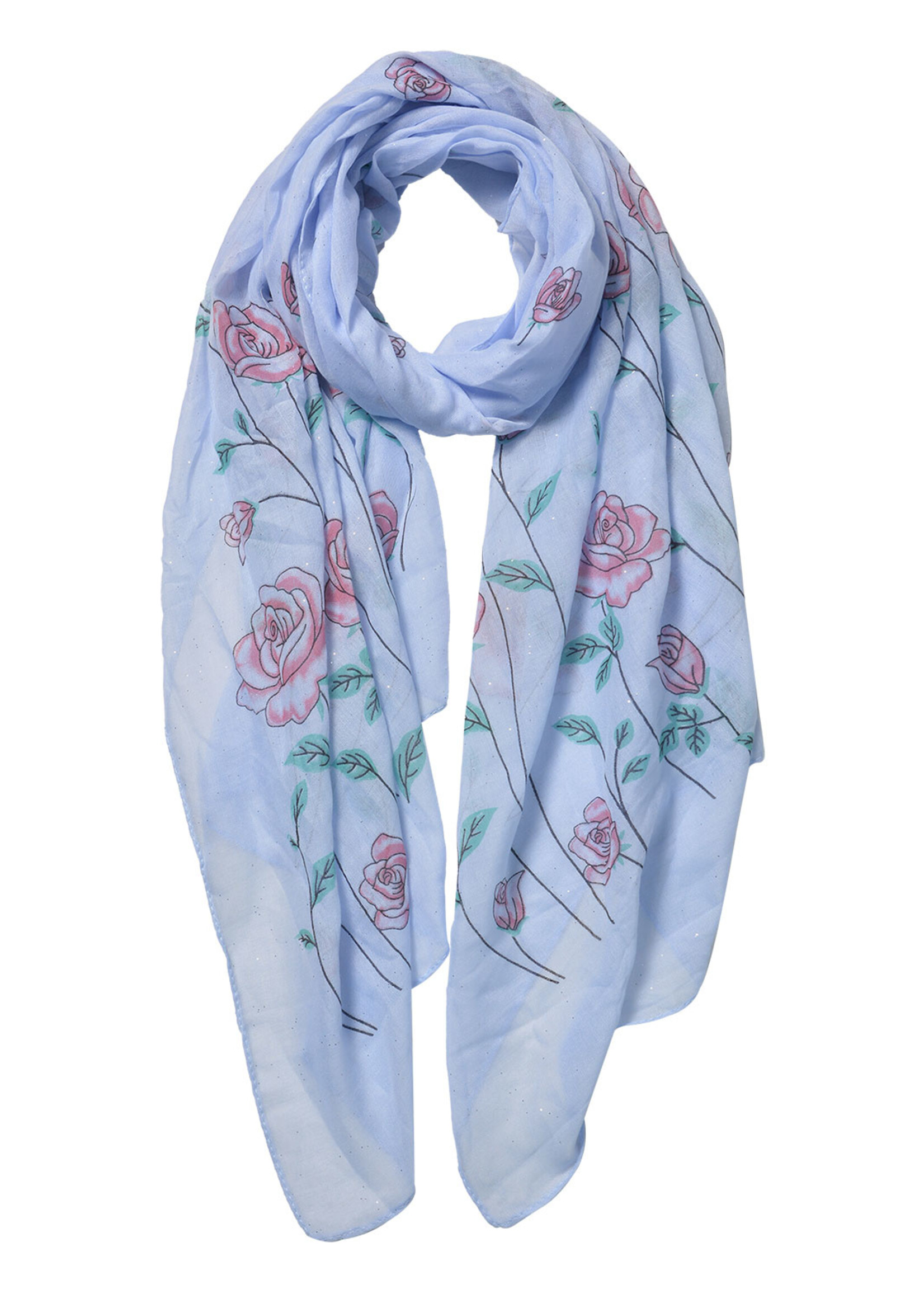 Clayre & Eef Sjaal 70*180 cm blauw JZSC0535BL