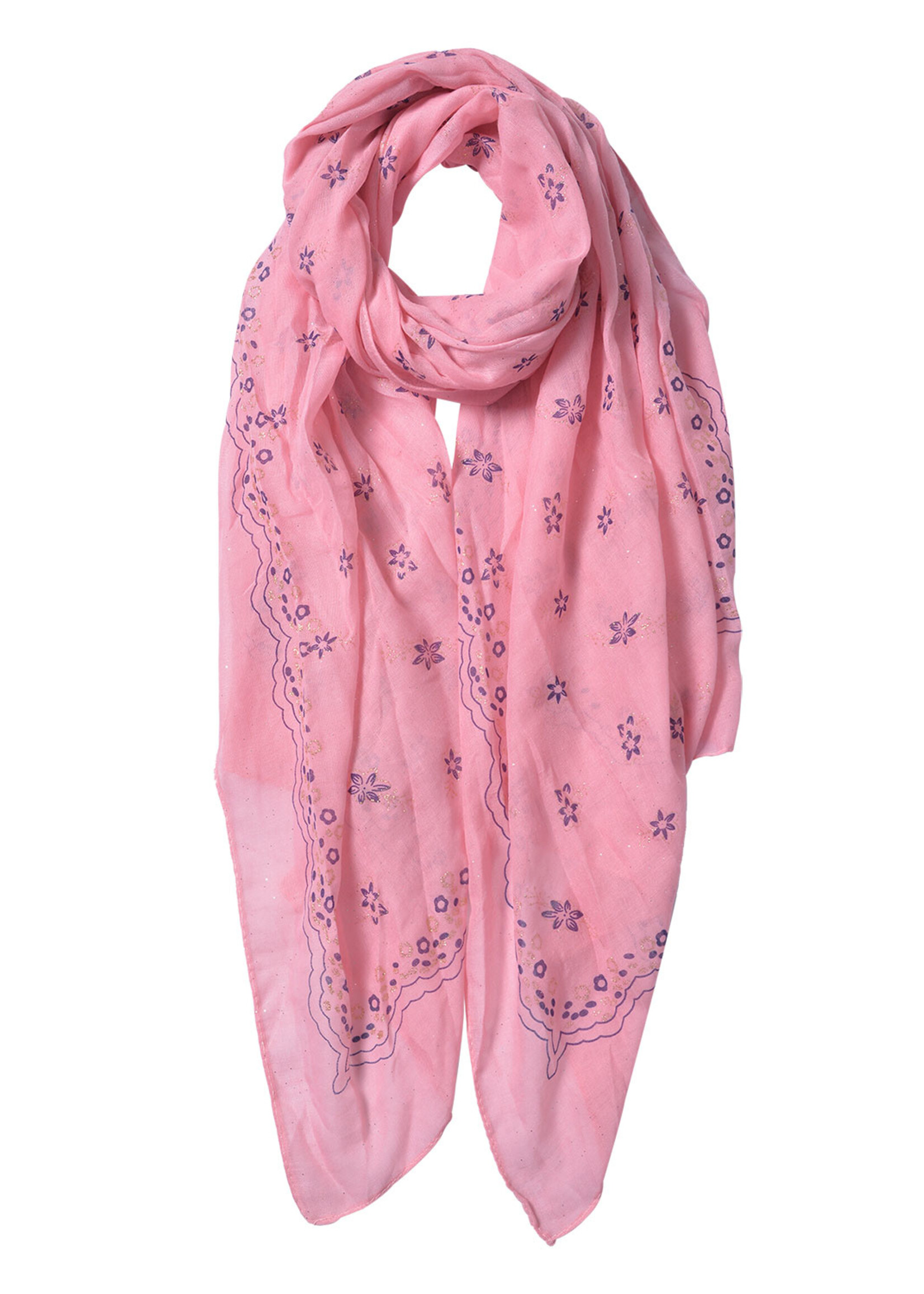 Clayre & Eef Sjaal 70*180 cm roze JZSC0536P