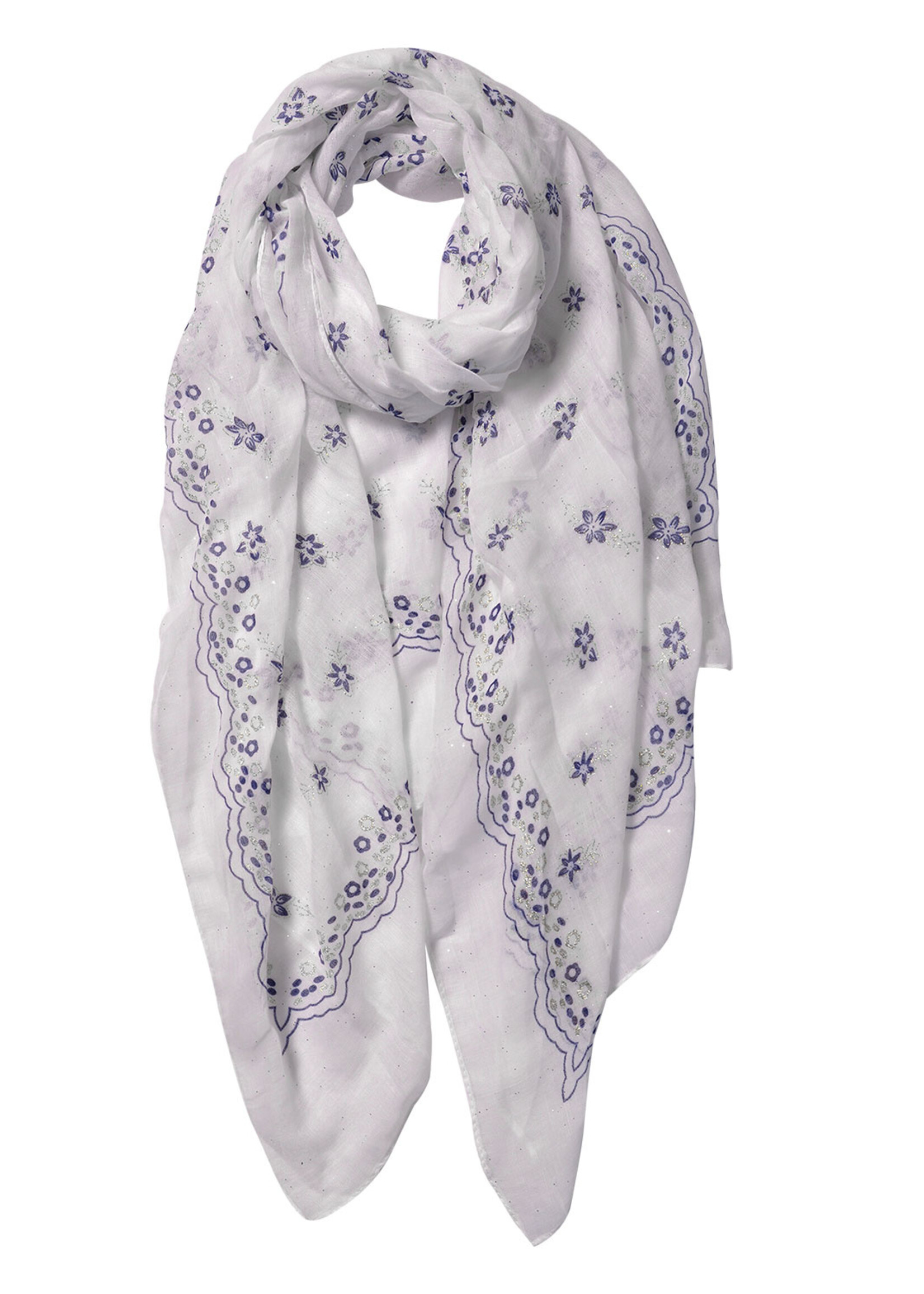 Clayre & Eef Écharpe 70*180 cm blanc JZSC0536W