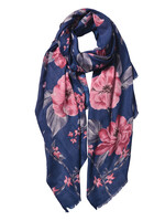 Clayre & Eef Sjaal 80*180 cm blauw JZSC0541