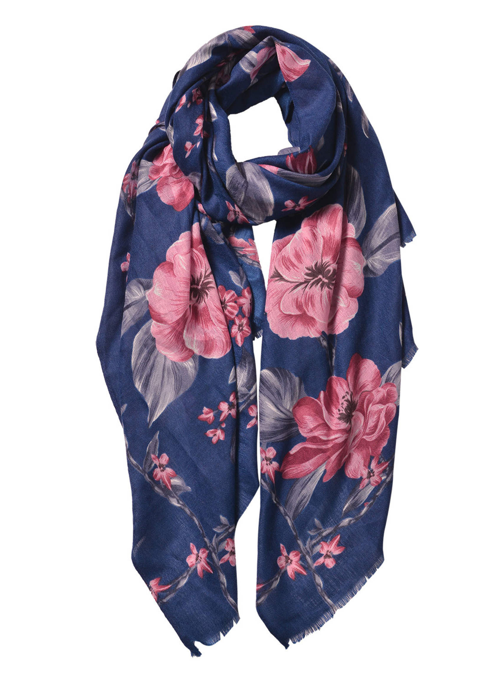 Clayre & Eef Écharpe 80*180 cm bleu JZSC0541