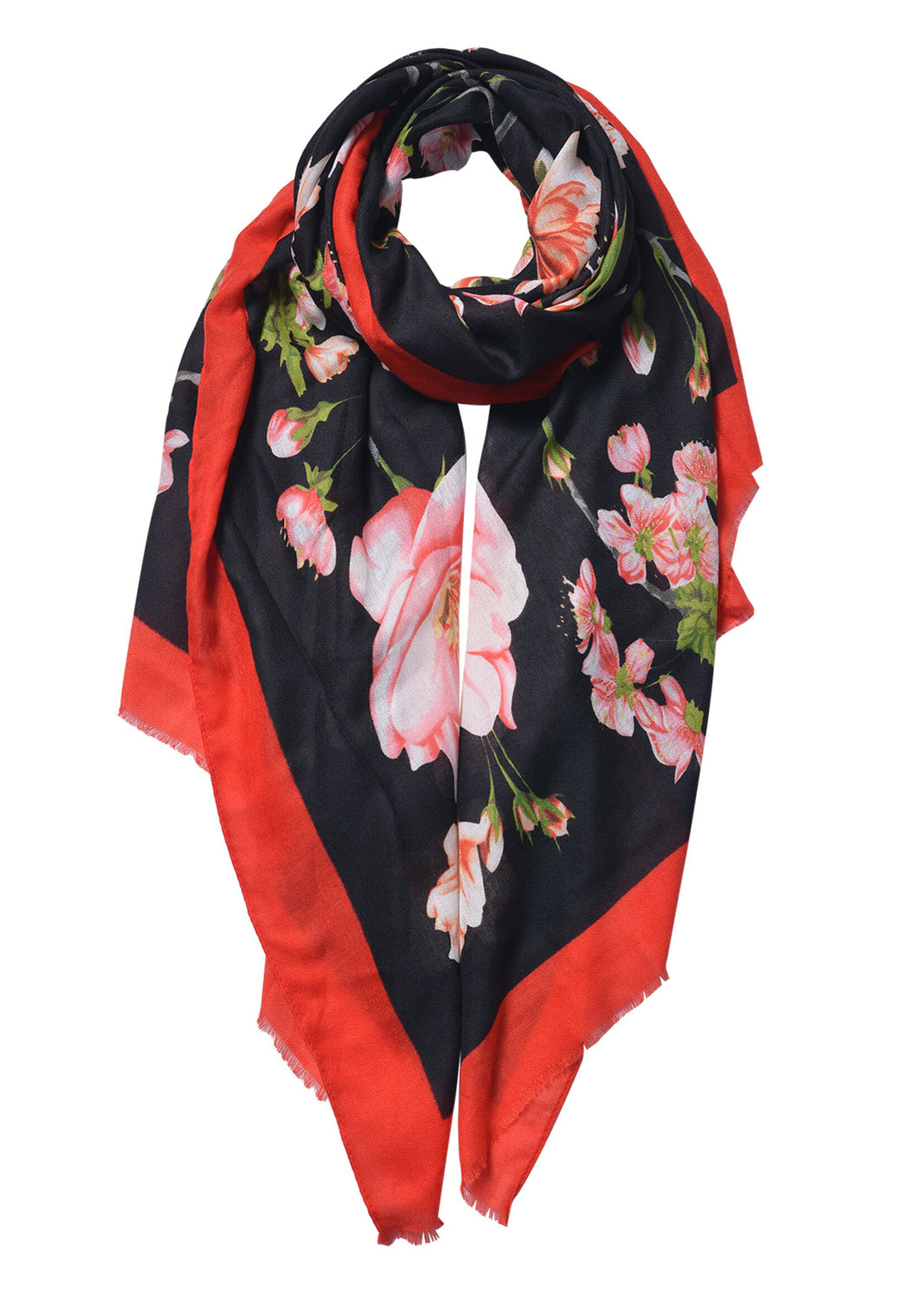 Clayre & Eef Sjaal 80*180 cm zwart JZSC0542