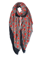 Clayre & Eef Sjaal 80*180 cm rood JZSC0545R