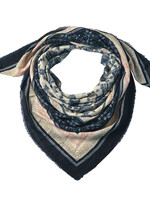 Clayre & Eef Sjaal 140*140 cm blauw JZSC0546BL