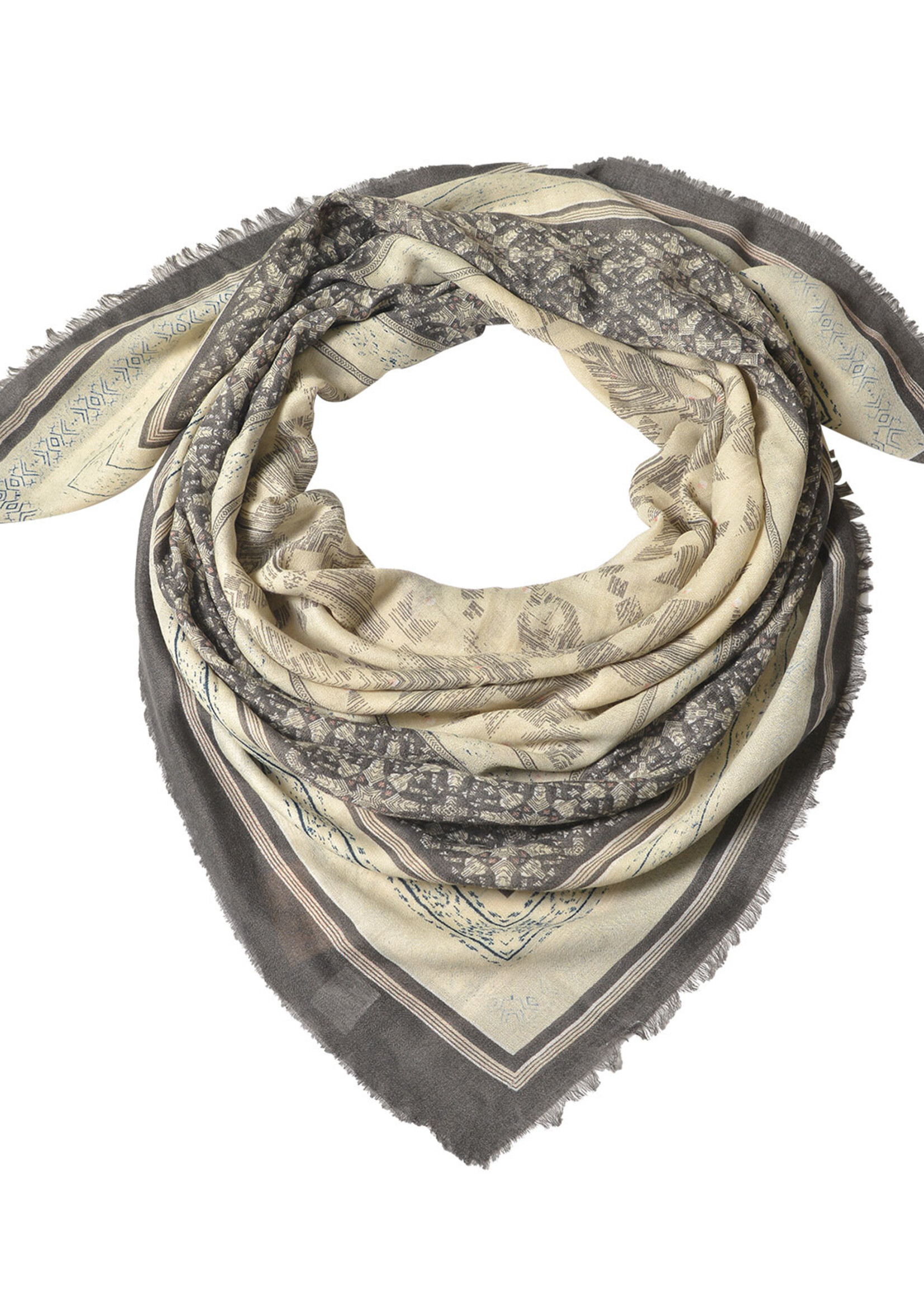 Clayre & Eef Sjaal 140*140 cm grijs JZSC0546G