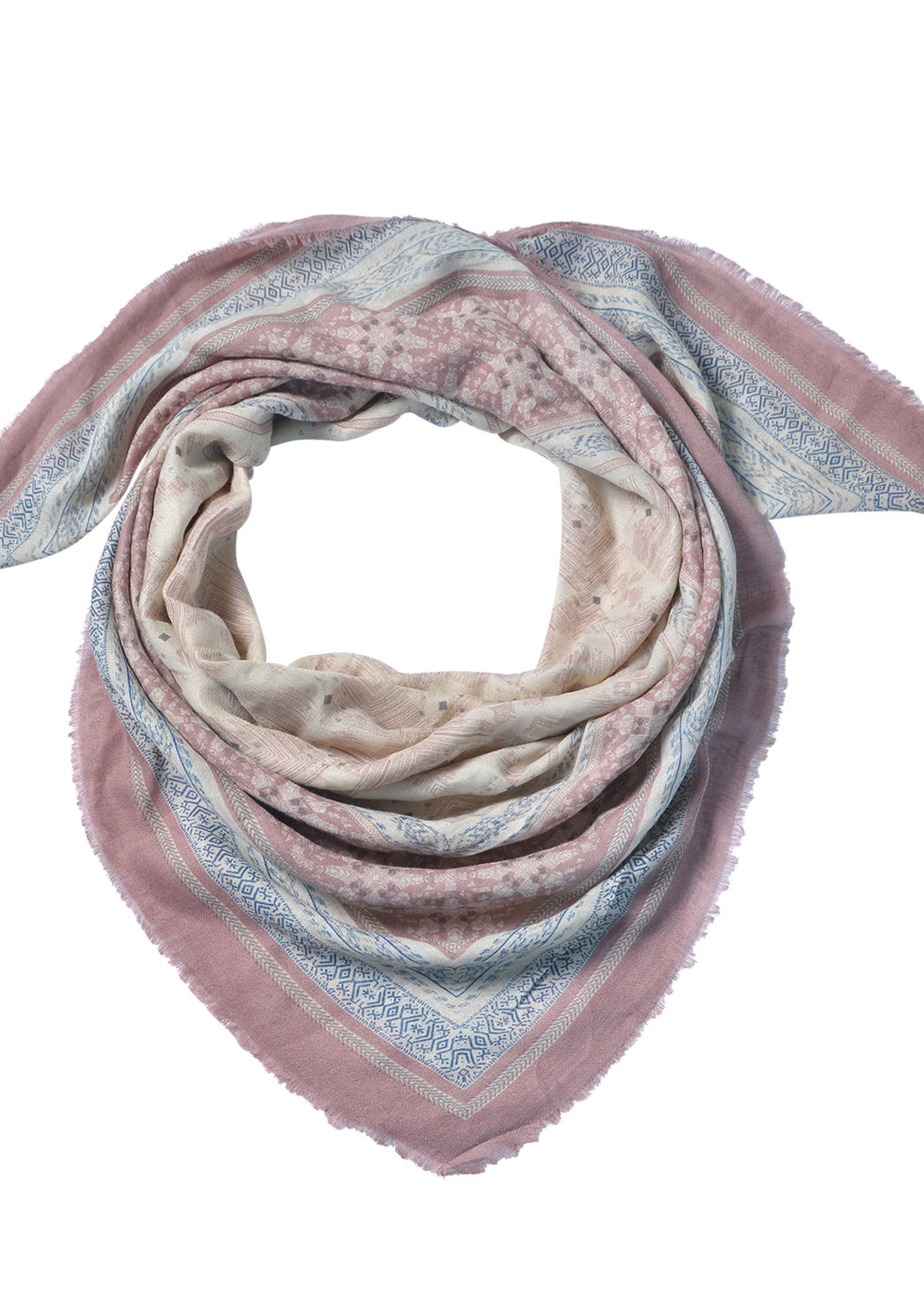 Clayre & Eef Sjaal 140*140 cm roze JZSC0546P