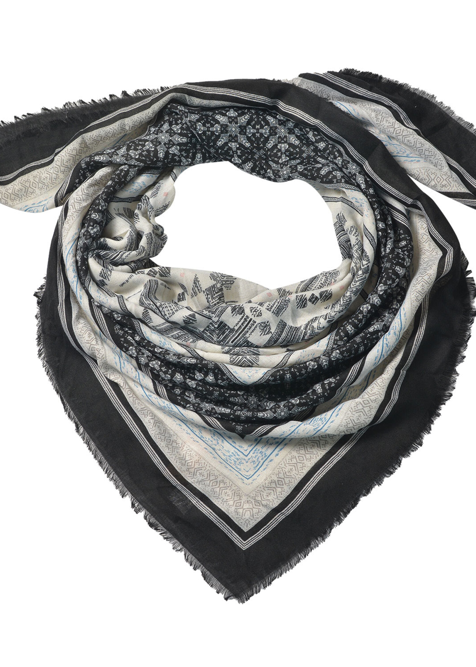 Clayre & Eef Sjaal 140*140 cm zwart JZSC0546Z