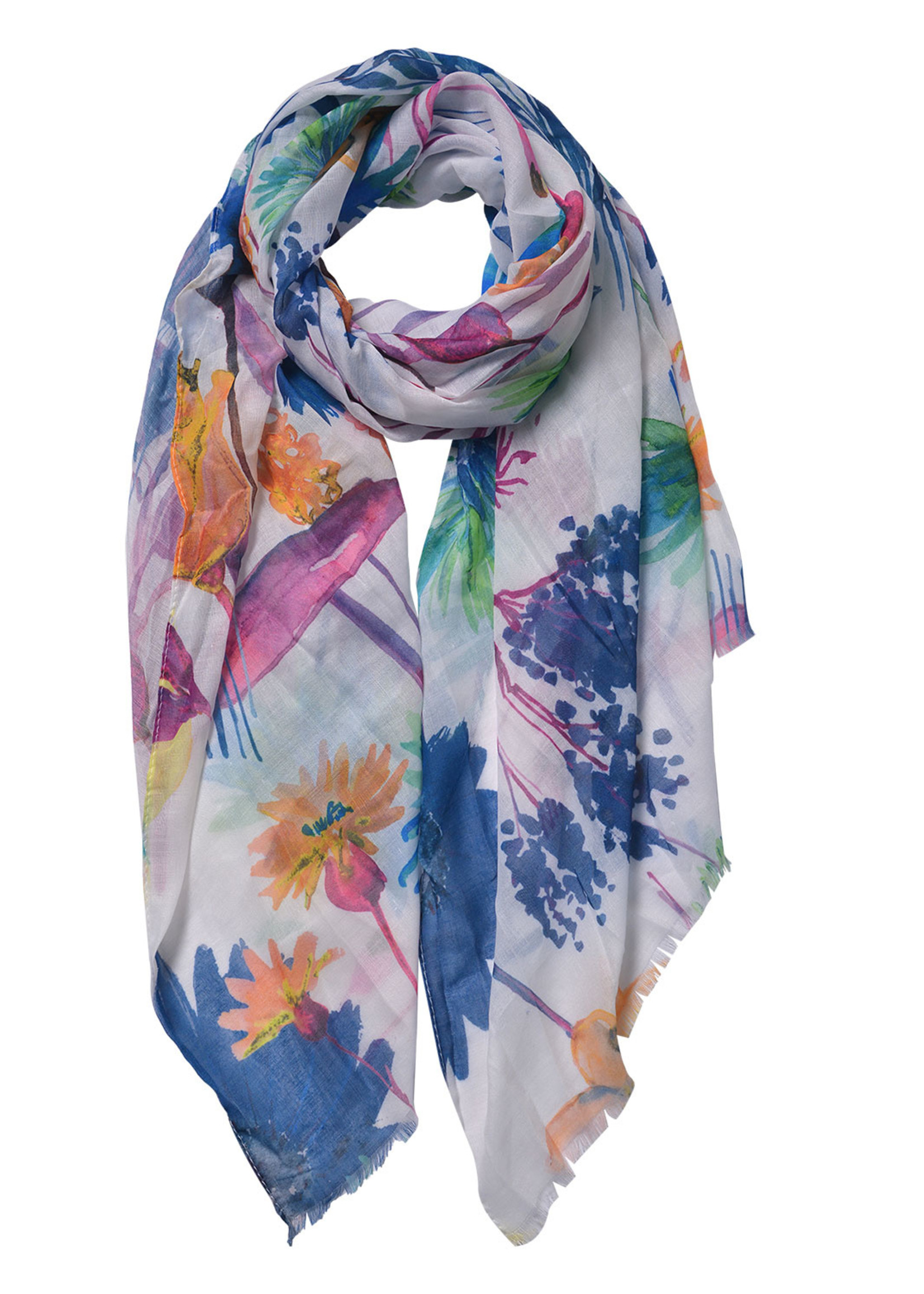 Clayre & Eef Sjaal 70*180 cm blauw JZSC0547BL