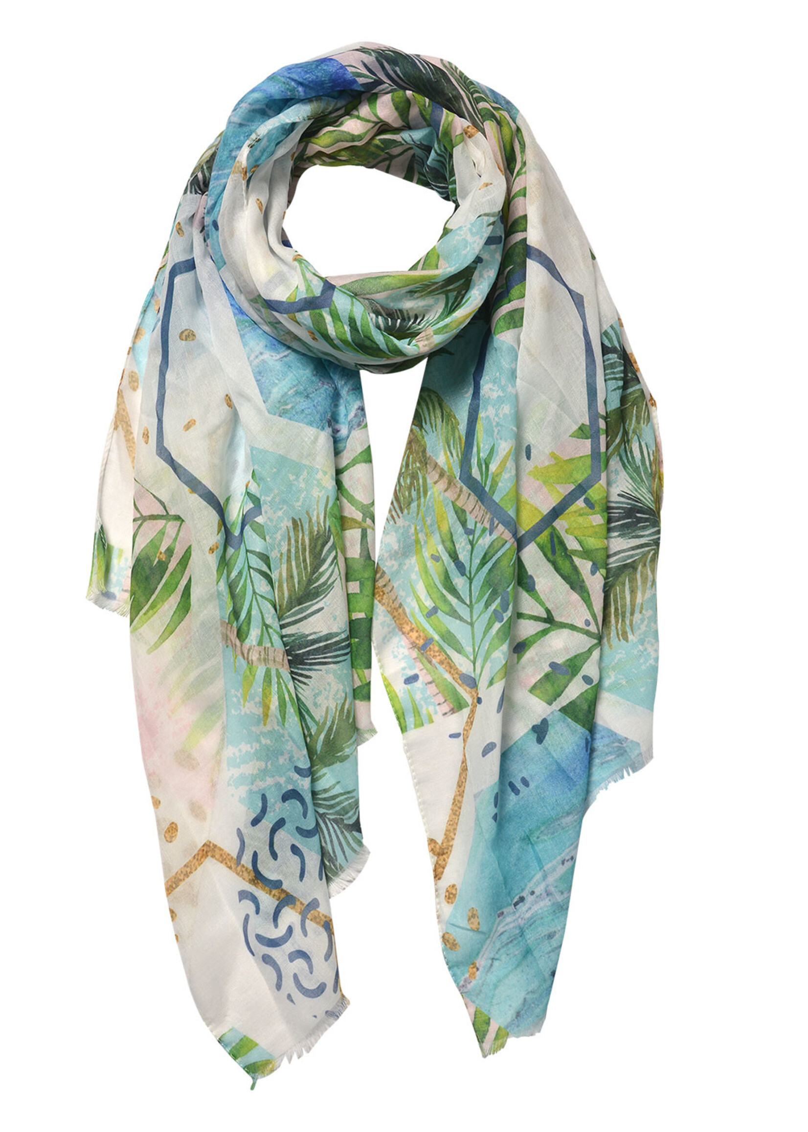 Clayre & Eef Écharpe 70*180 cm vert JZSC0548LBL