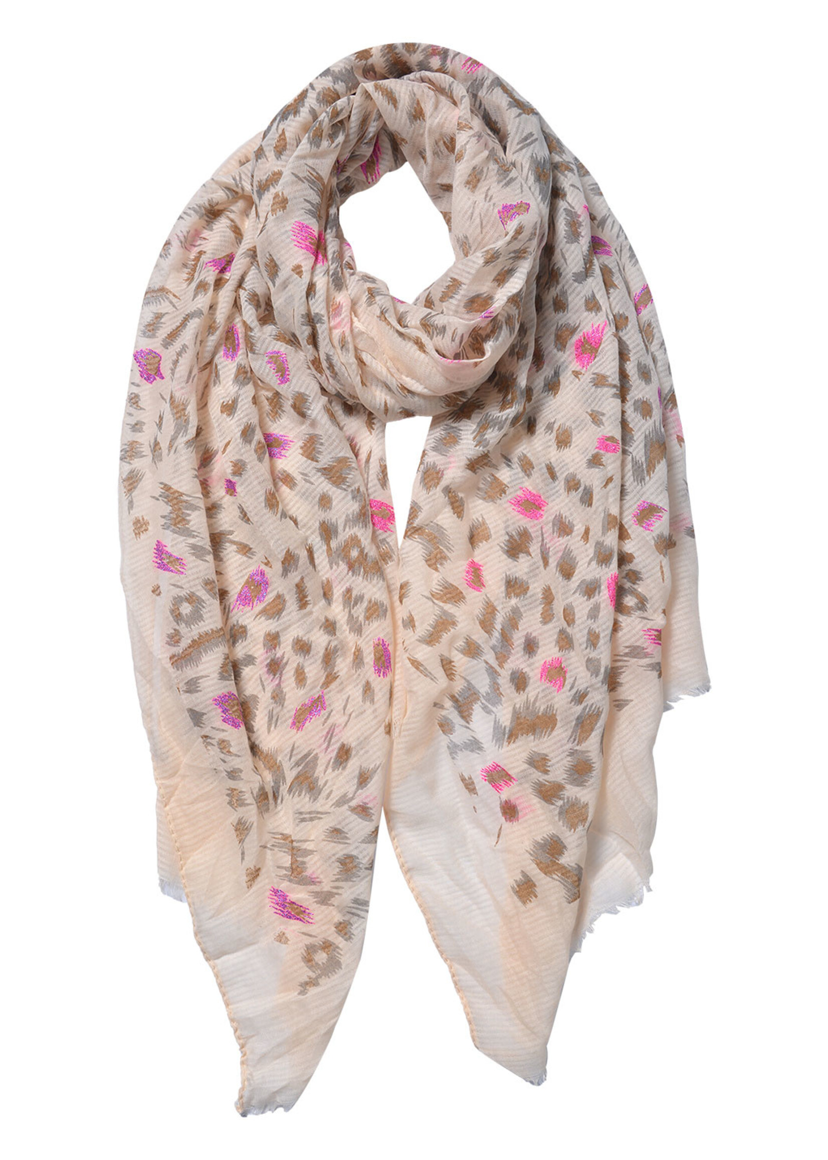 Clayre & Eef Sjaal 70*180 cm beige JZSC0557G