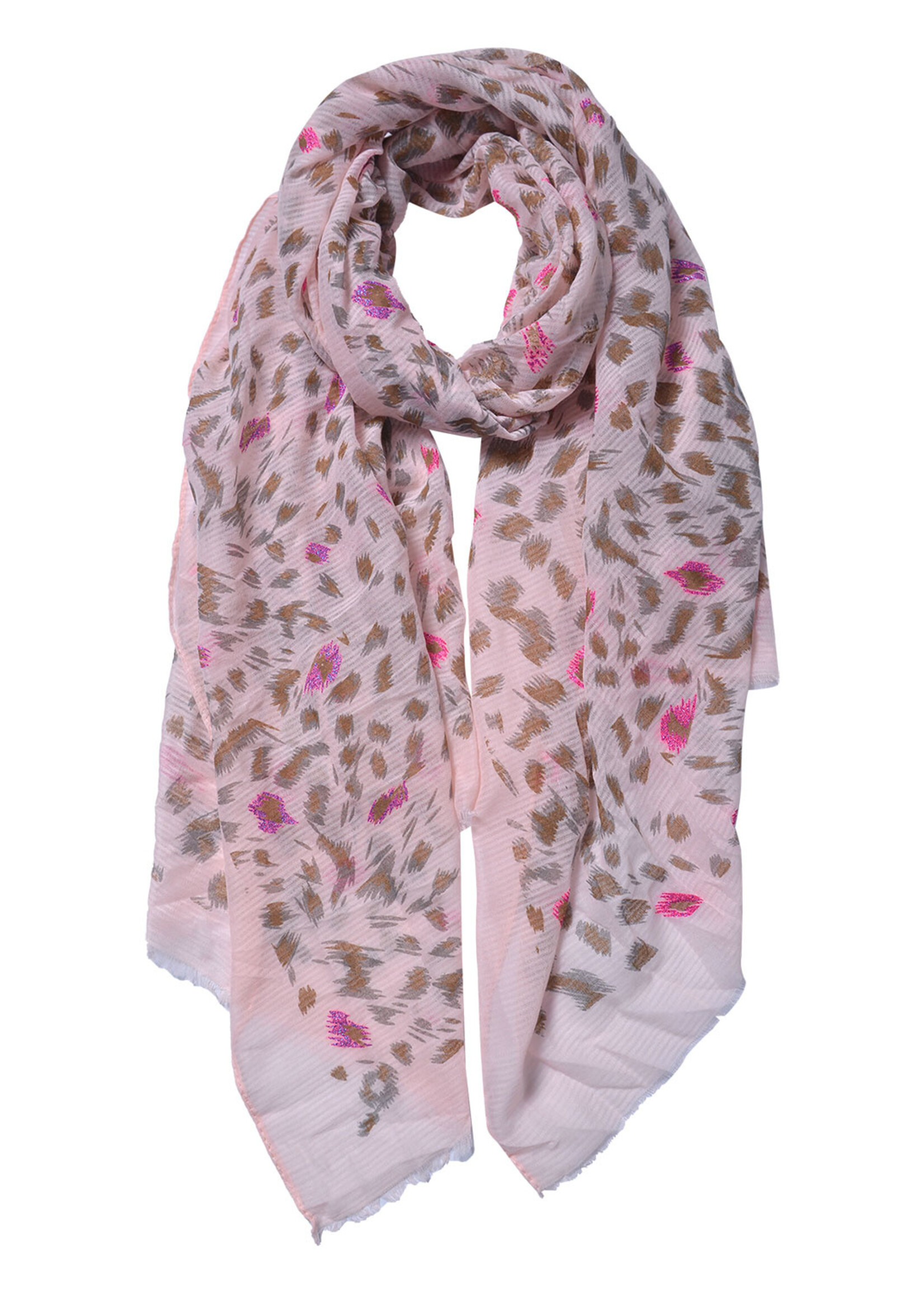 Clayre & Eef Sjaal 70*180 cm roze JZSC0557P