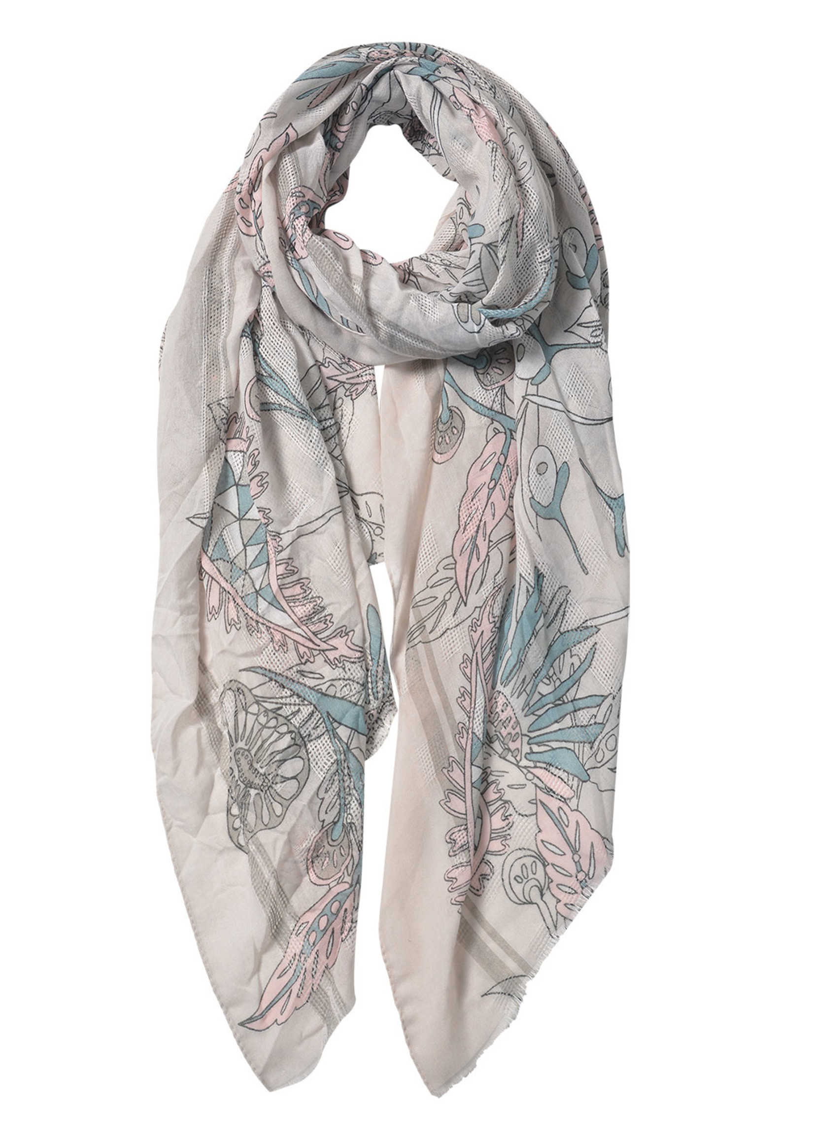 Clayre & Eef Sjaal 87*180 cm grijs JZSC0567G