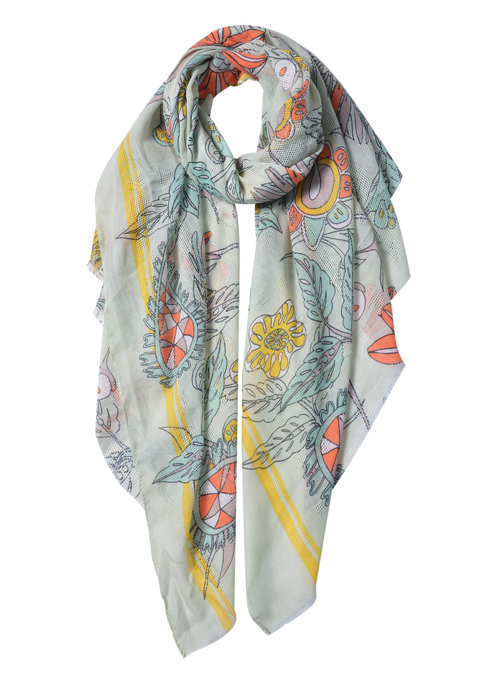 Clayre & Eef Sjaal 87*180 cm groen JZSC0567GR