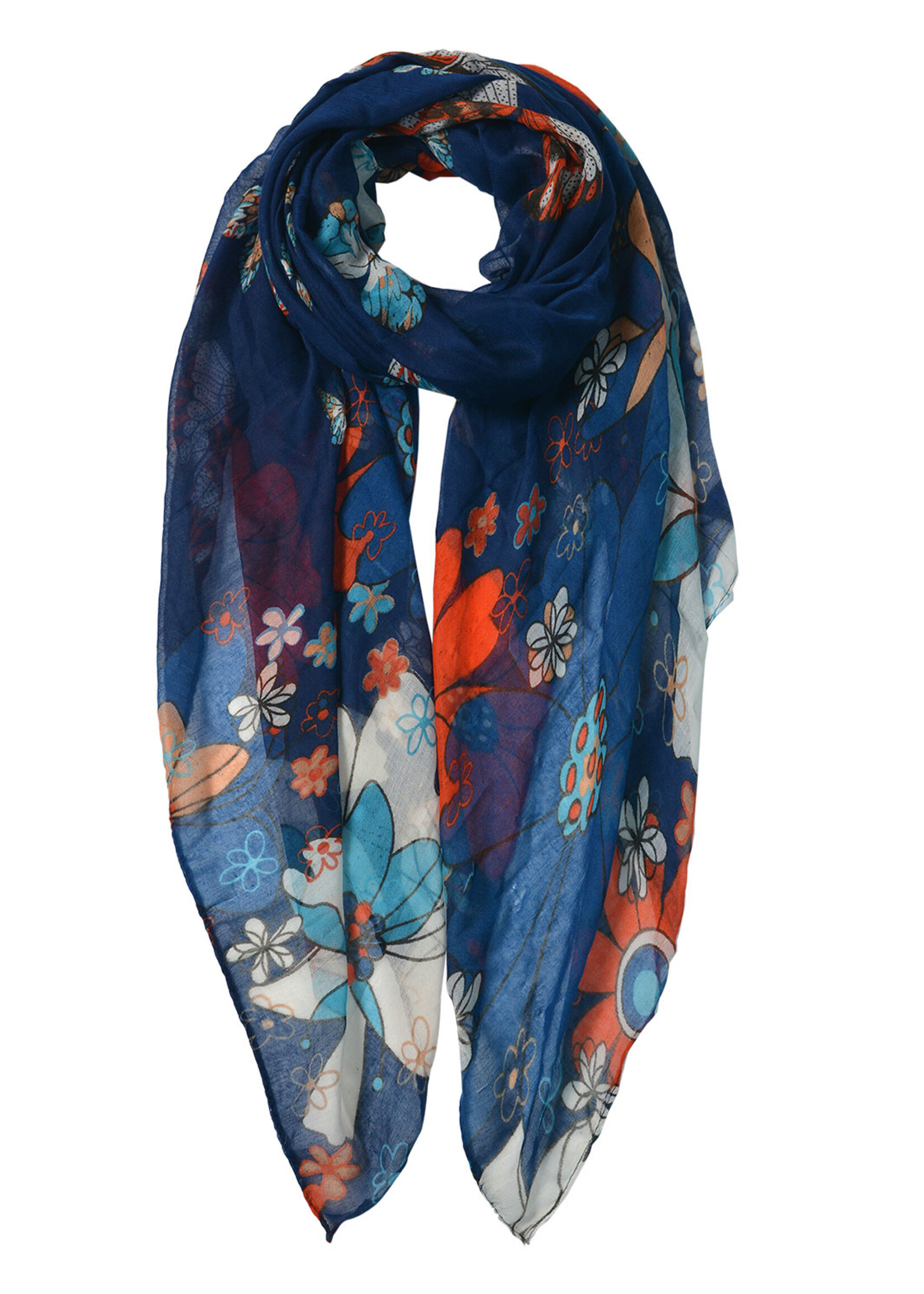 Clayre & Eef Écharpe 85*180 cm bleu JZSC0593BL