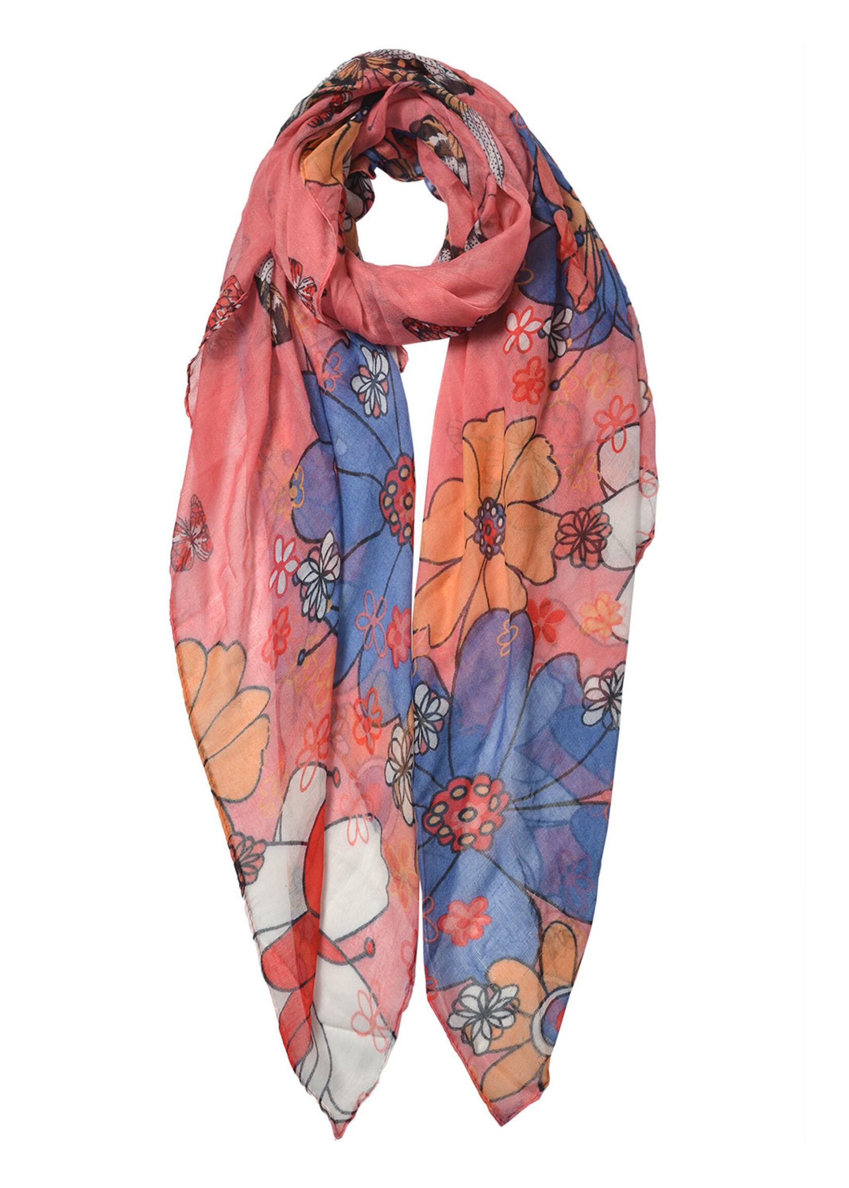 Clayre & Eef Sjaal 85*180 cm roze JZSC0593P