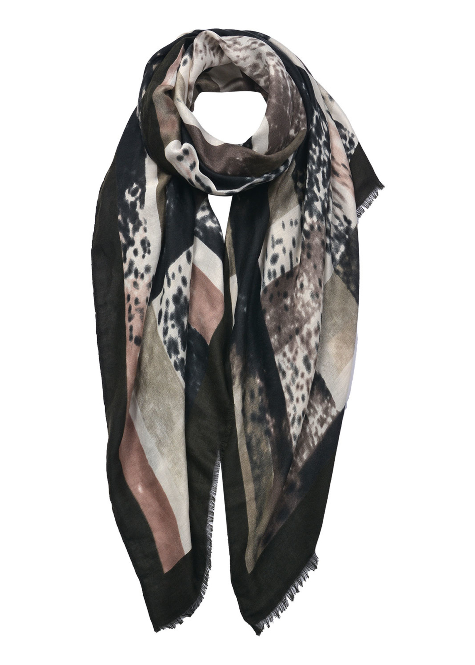 Clayre & Eef Sjaal 85*180 cm groen JZSC0598GR